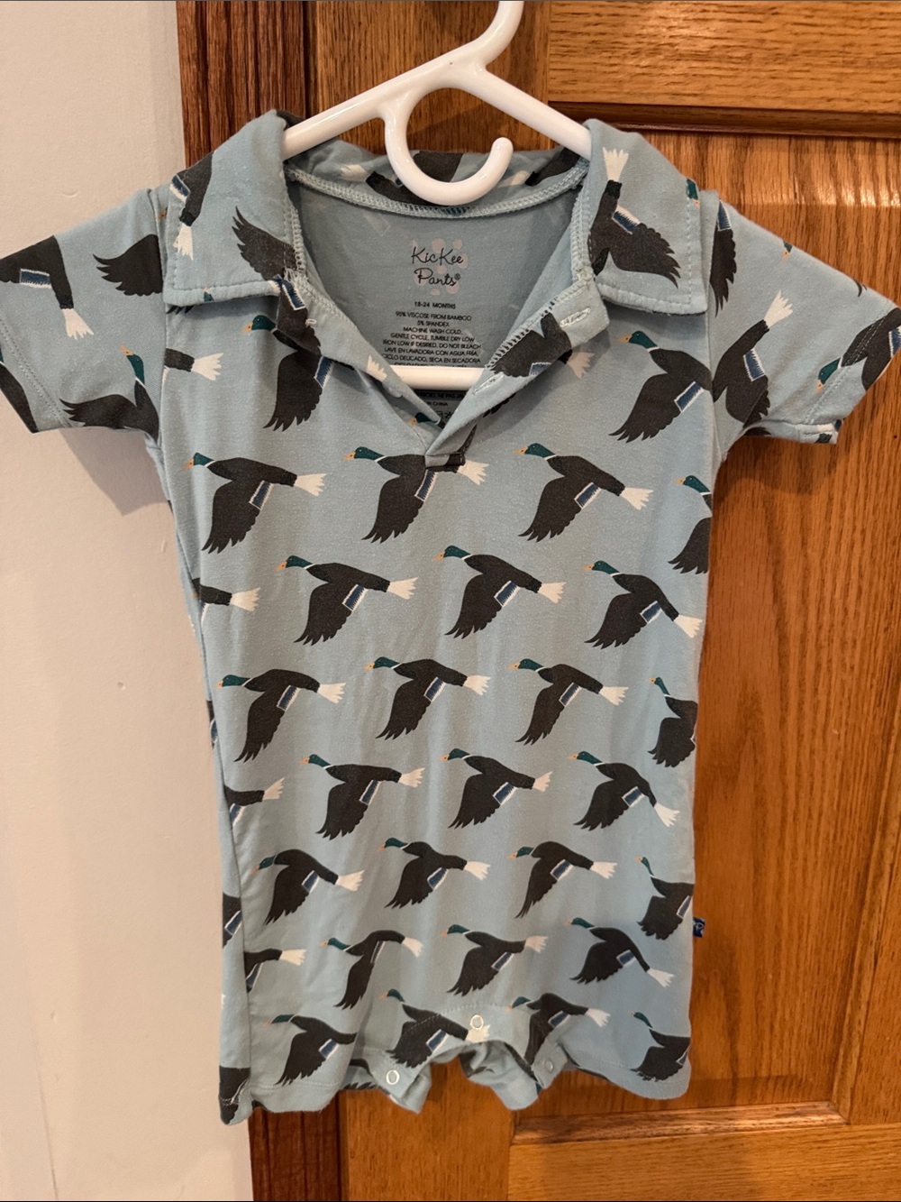 Kickee Pants Light Blue Duck Polo Romper